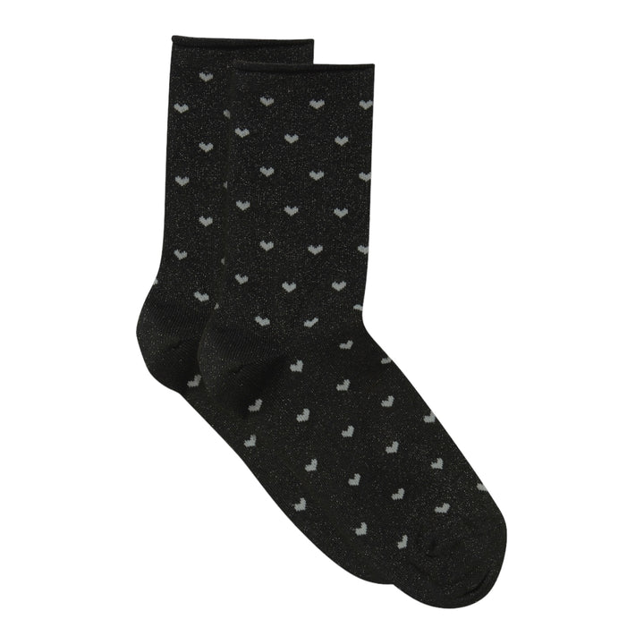 B Young Glitter Socks Black Heart Mix