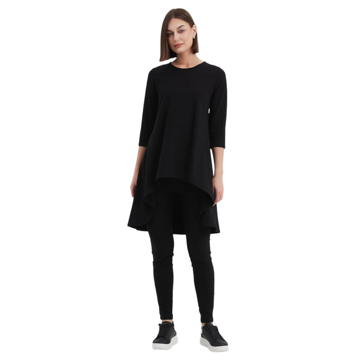 Tirelli 3/4 Sleeve Cascade Top Black