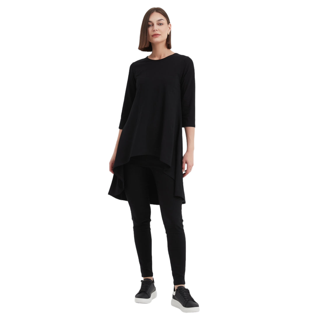 Tirelli 3/4 Sleeve Cascade Top Black