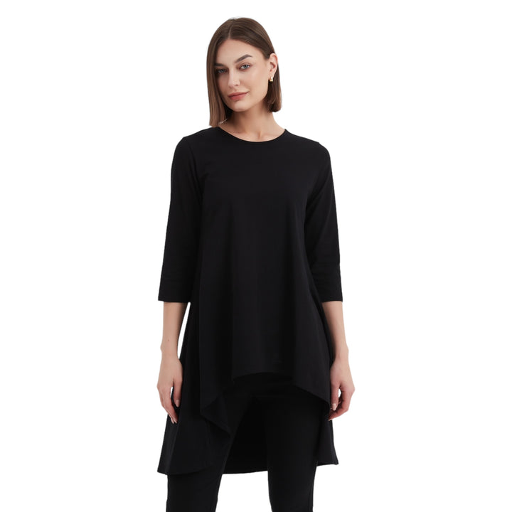 Tirelli 3/4 Sleeve Cascade Top Black