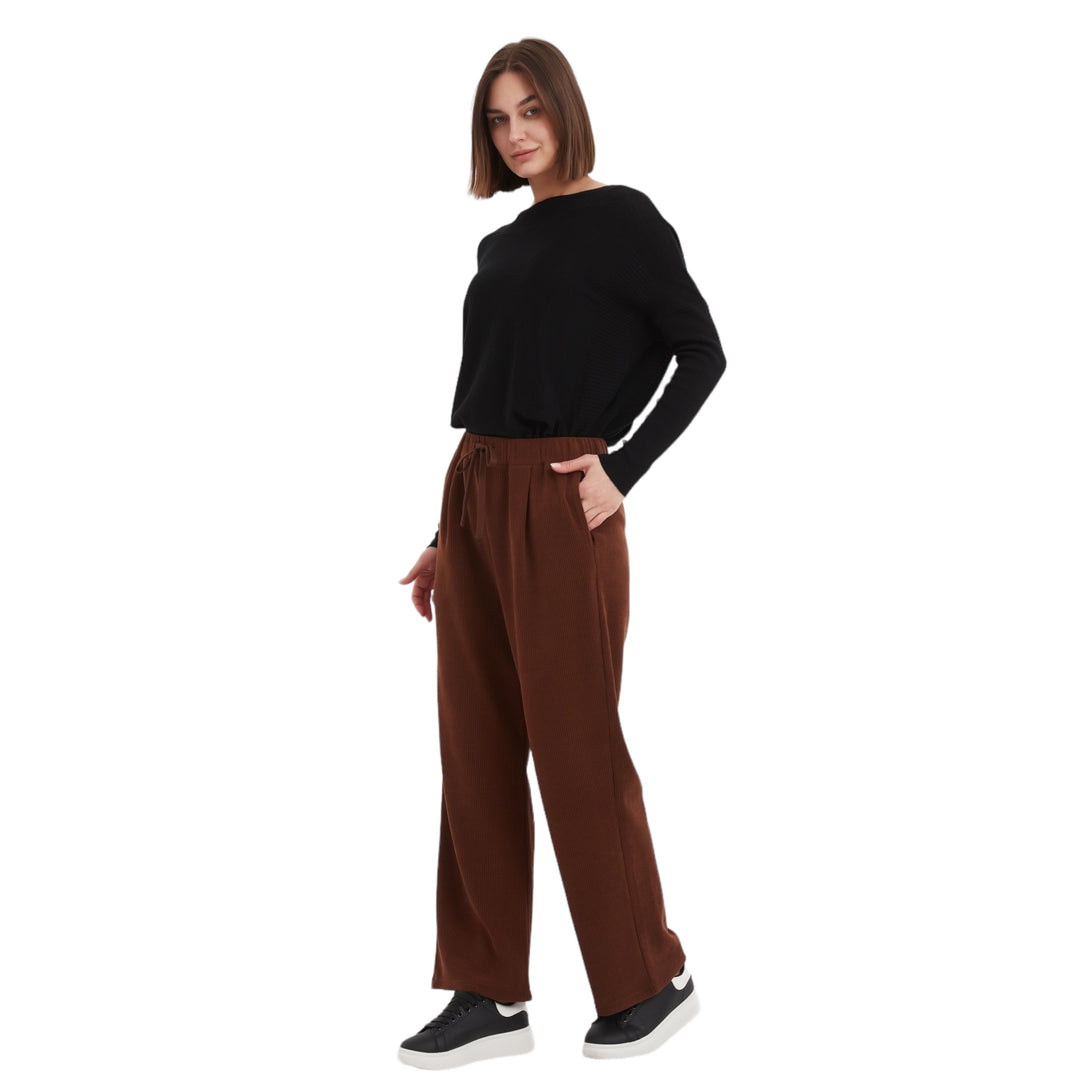 Tirelli Straight Leg Stretch Cord Trousers Mocha