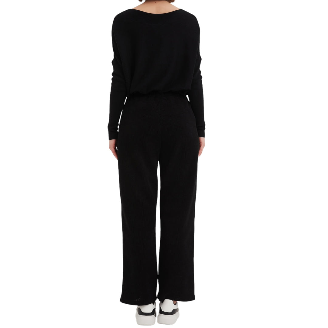 Tirelli Straight Leg Stretch Cord Trousers Black