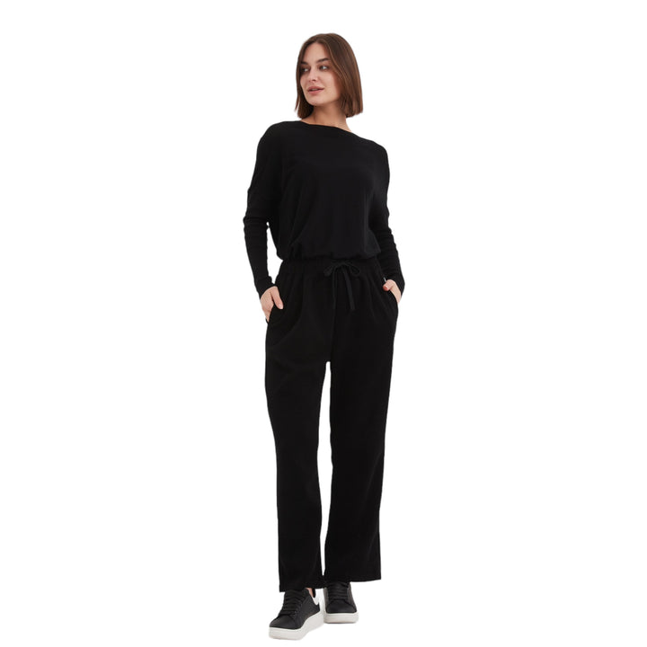 Tirelli Straight Leg Stretch Cord Trousers Black