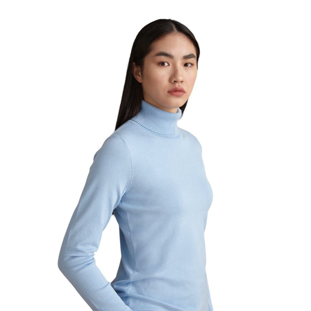 Marina V Polo Neck Sweater Light Blue