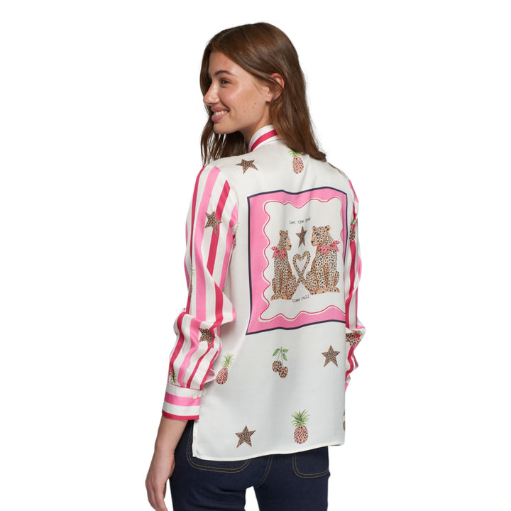 Vilagallo Striped Shirt with Leopard Pineapple