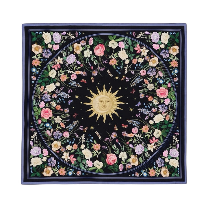 Fable England Zodiac Medium Square Scarf Navy