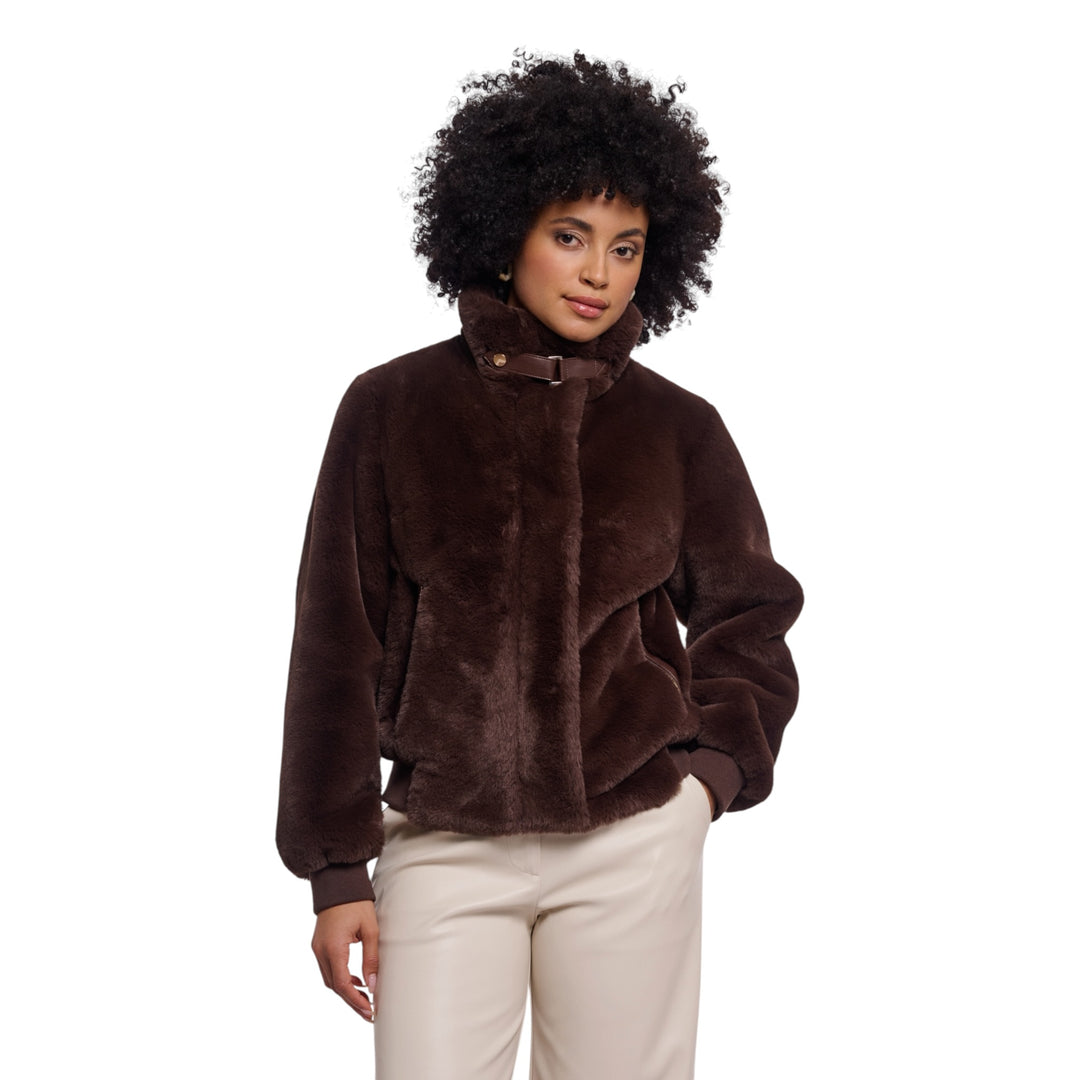 Rino & Pelle Ambra Short Faux Fur Jacket Coffee Roast