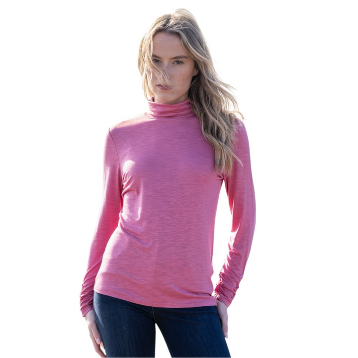 Marble High Neck Top Pink