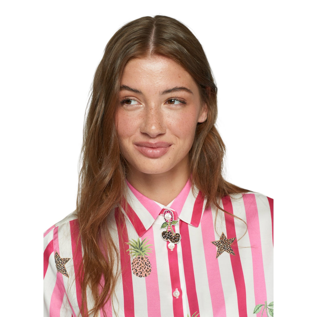 Vilagallo Striped Shirt with Leopard Pineapple