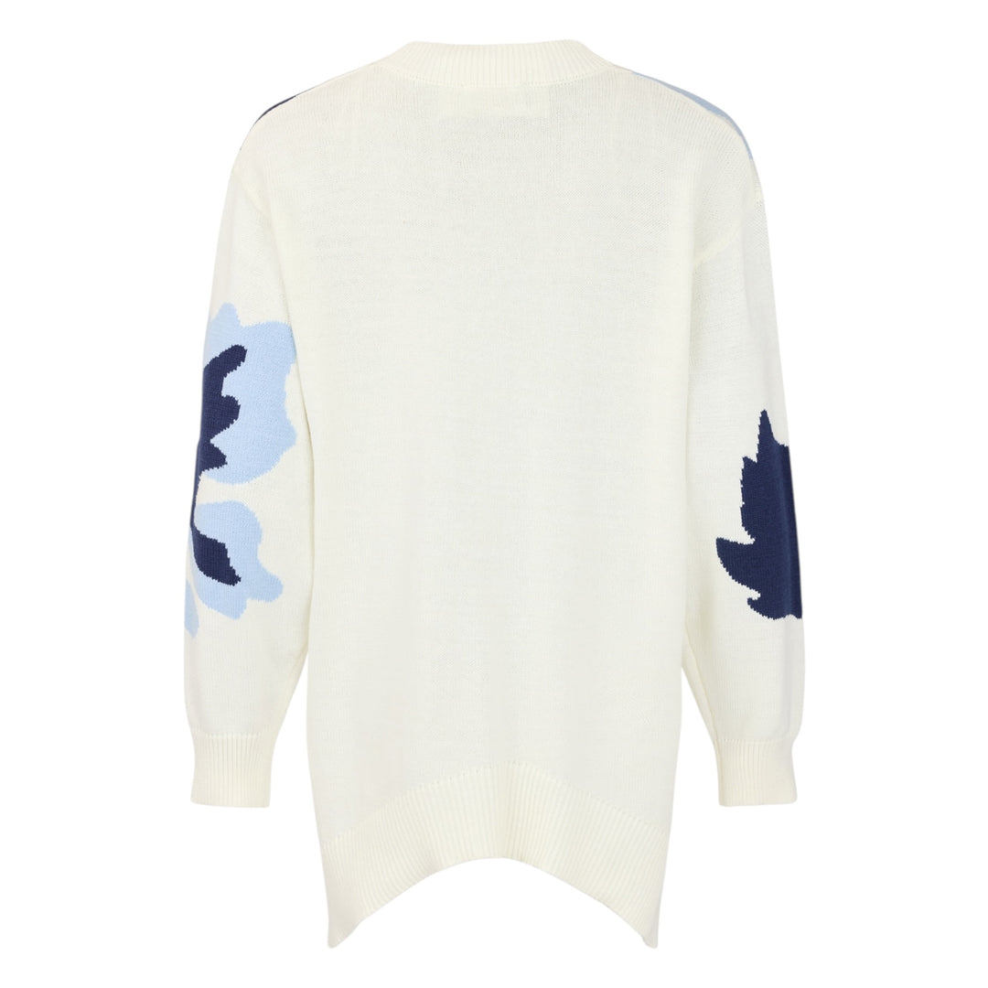 Noen Long Knitted Cardigan Blue Print