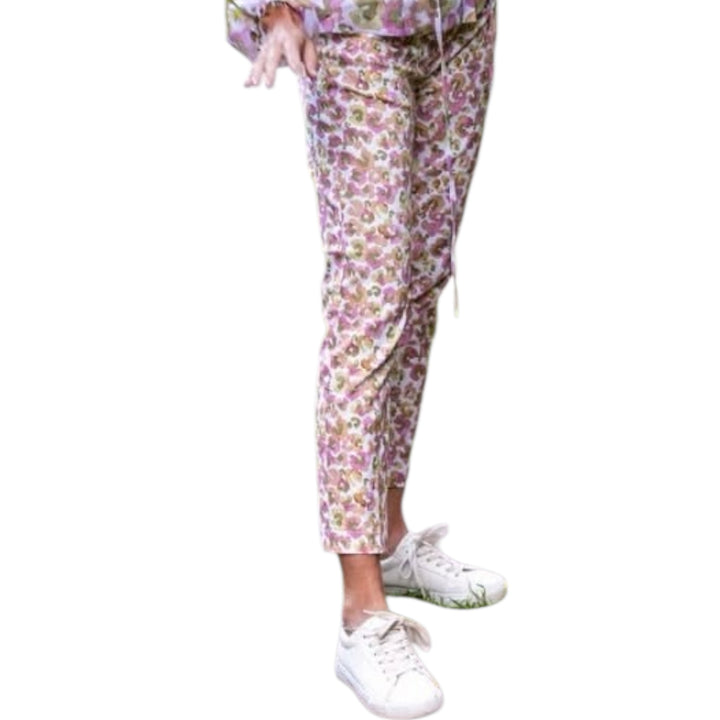 Calypso Flat Front Trousers 7/8th Cherry Leopard