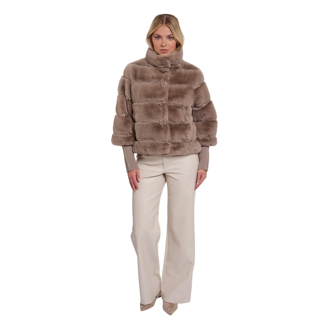 Rino & Pelle Feline Rib Cuff Jacket Mocha Latte