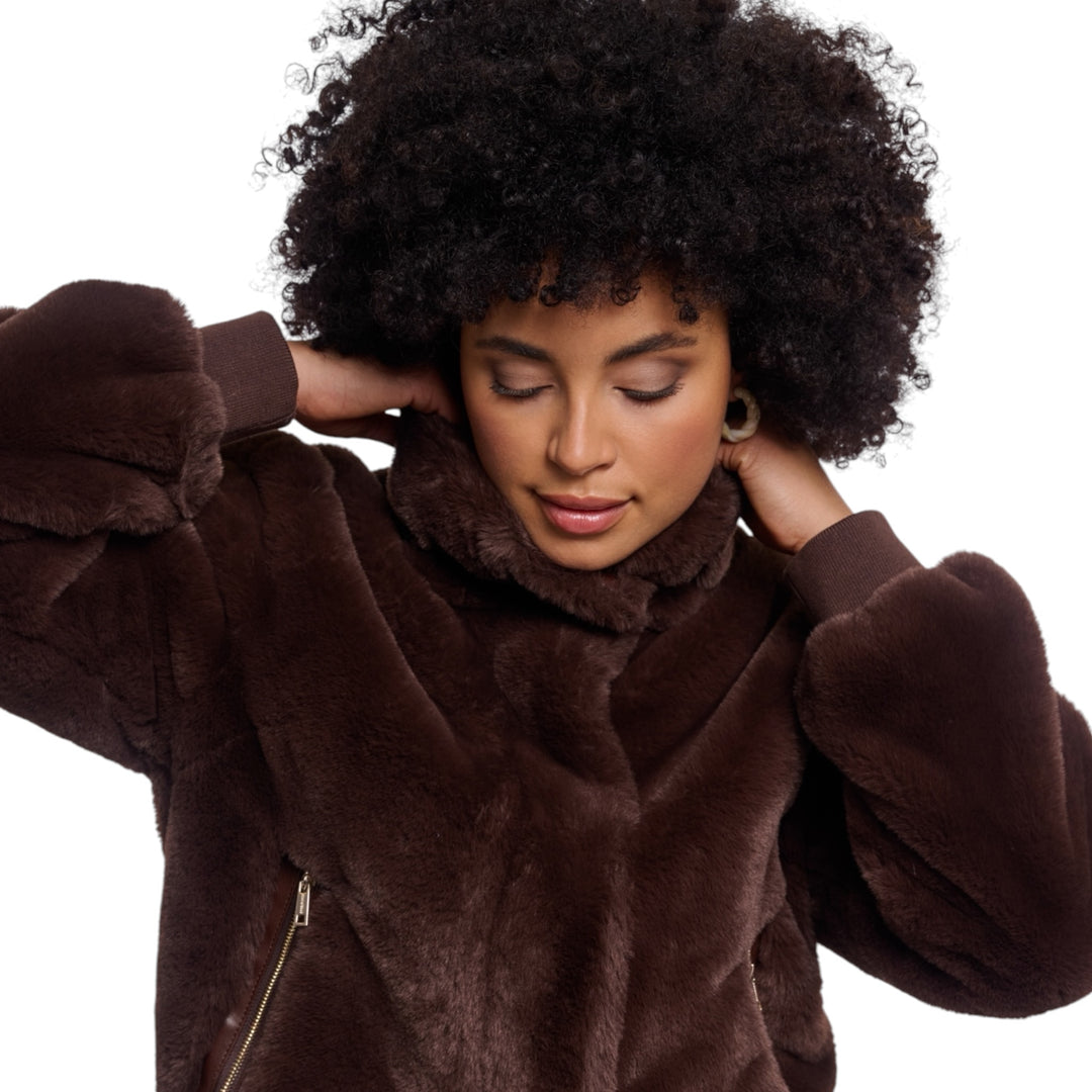 Rino & Pelle Ambra Short Faux Fur Jacket Coffee Roast
