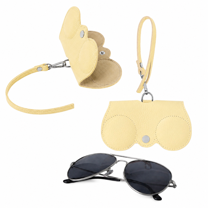 Leather Sunglasses Holder Butter Yellow