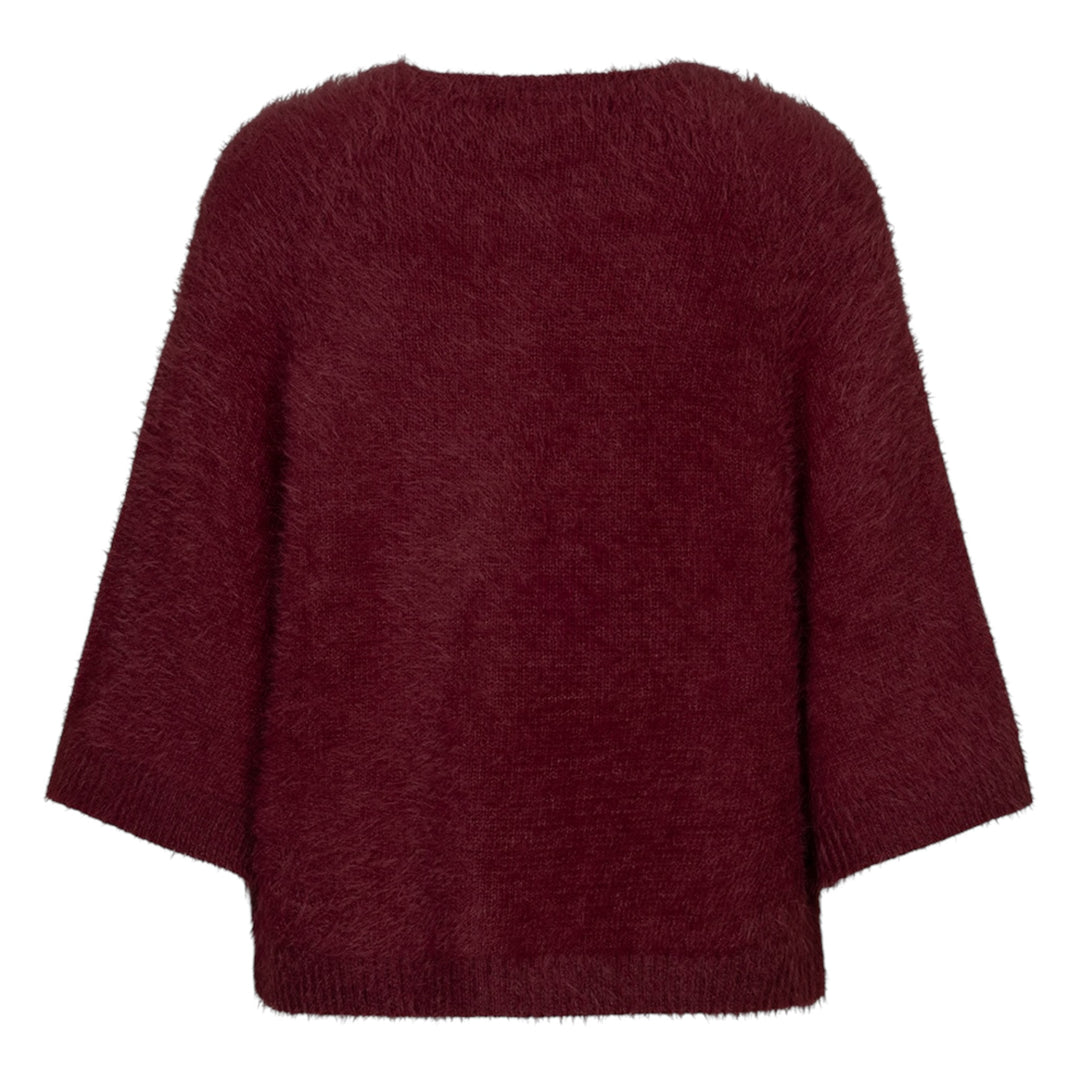 Red Button Fuzzy Poncho Dark Berry
