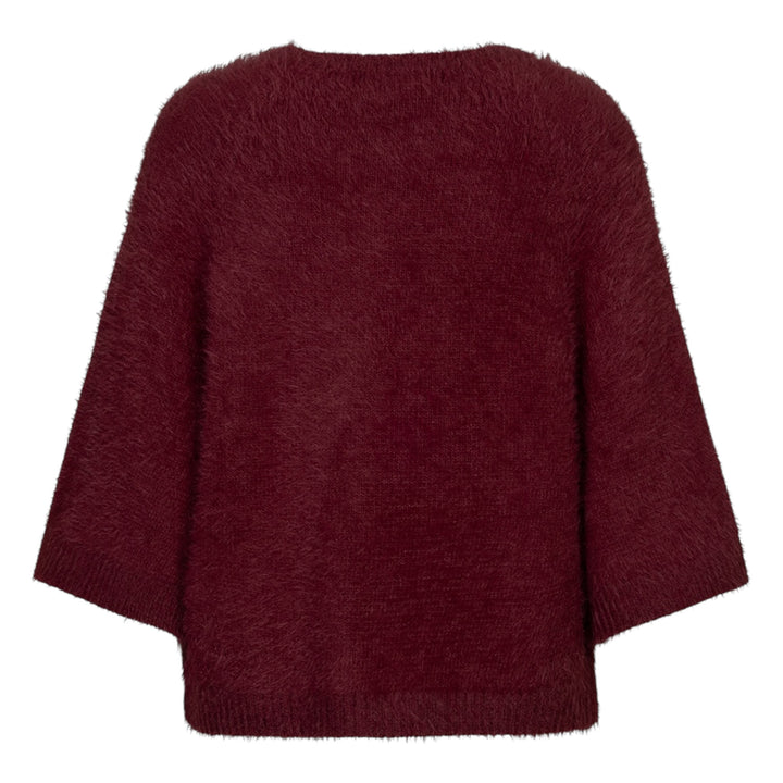 Red Button Fuzzy Poncho Dark Berry