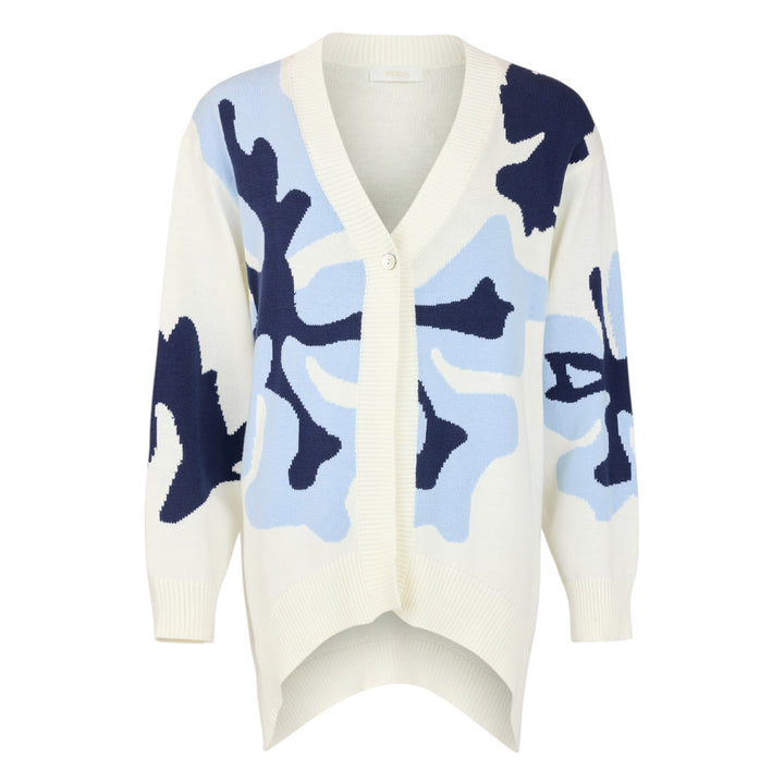 Noen Long Knitted Cardigan Blue Print