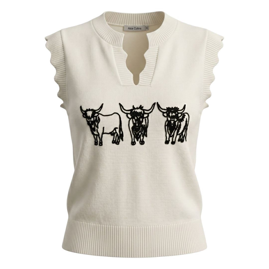 Alice Collins Highland Cattle Slipover Winter White