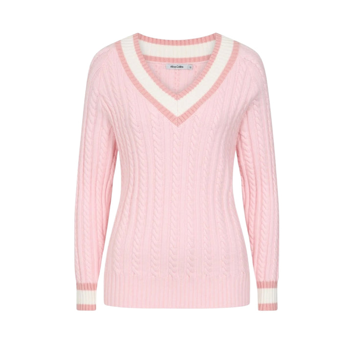 Alice Collins Liz V Neck Pullover Chalk Pink