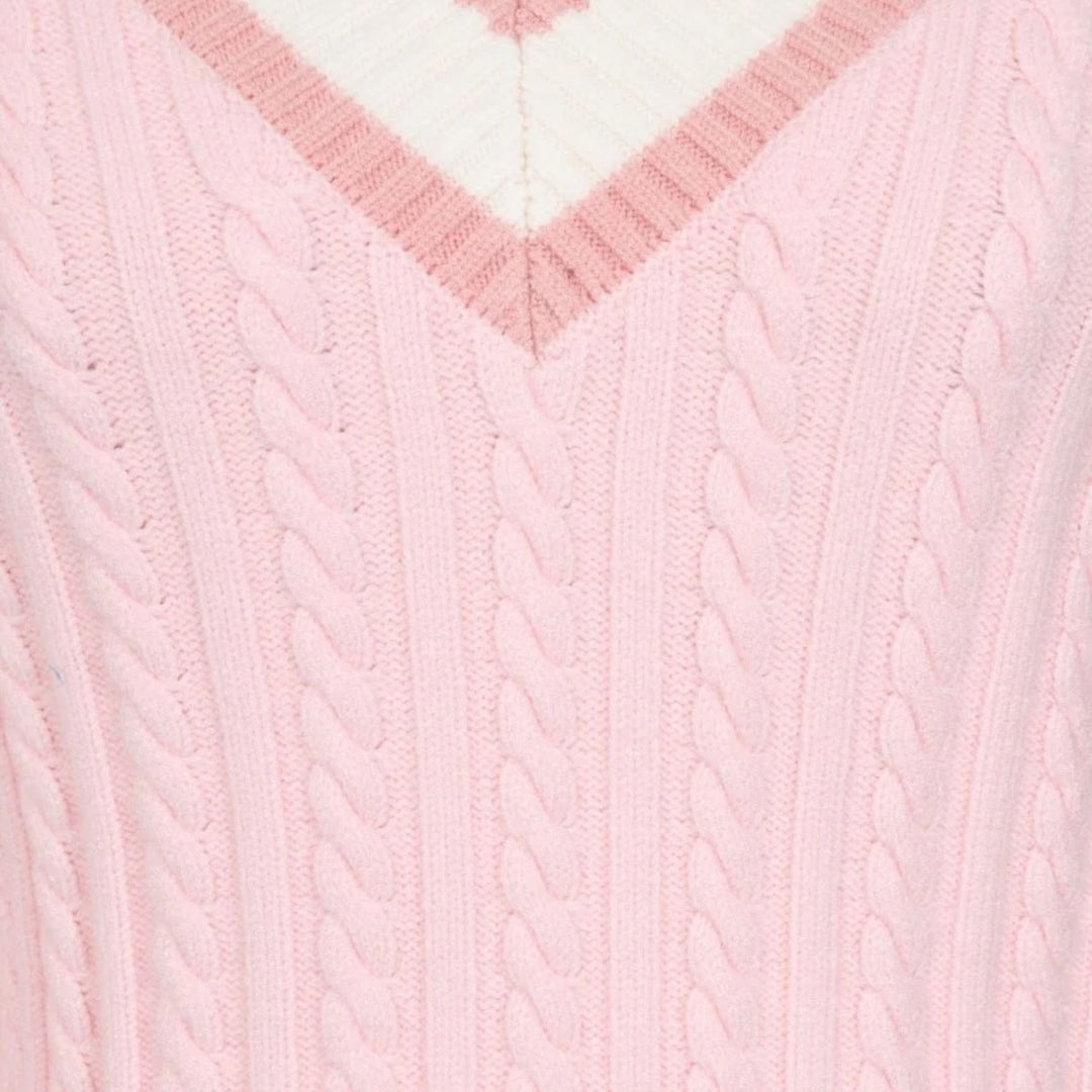 Alice Collins Liz V Neck Pullover Chalk Pink
