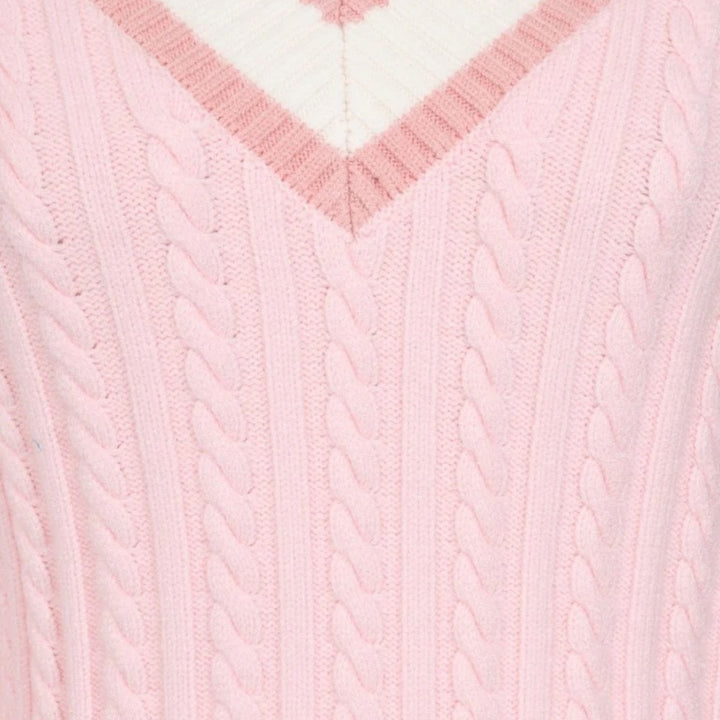 Alice Collins Liz V Neck Pullover Chalk Pink