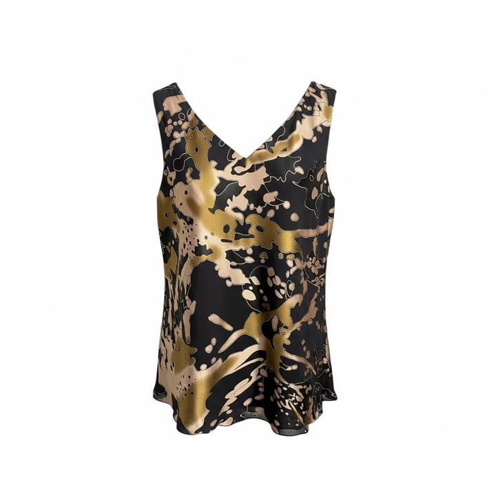 Allison Silk Vest Top Black and Gold