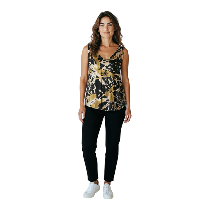 Allison Silk Vest Top Black and Gold