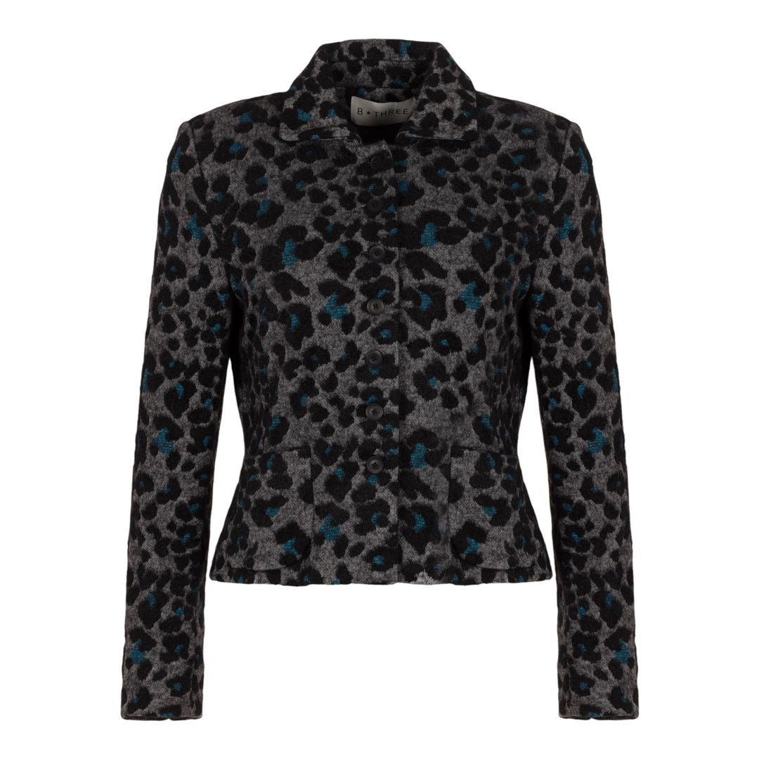 B*Three Zoe Jacket Animal Petrol Blue