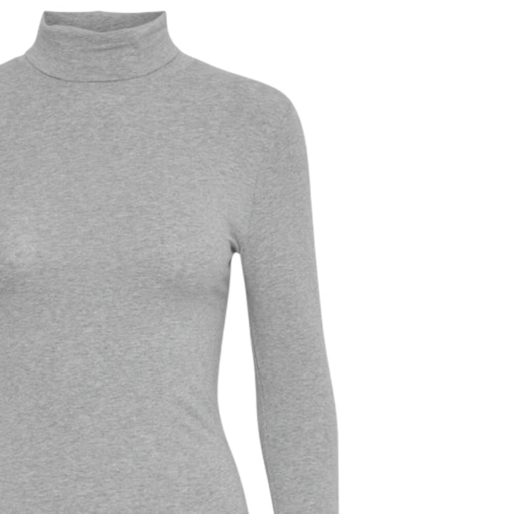 B Young Pamila Roll Neck Top Mid Grey Melange