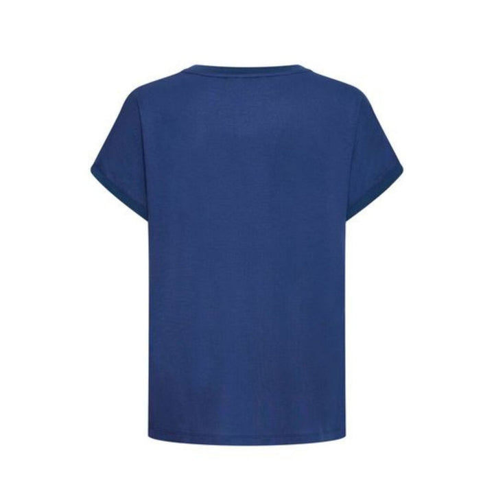 Short sleeve darl blue top back