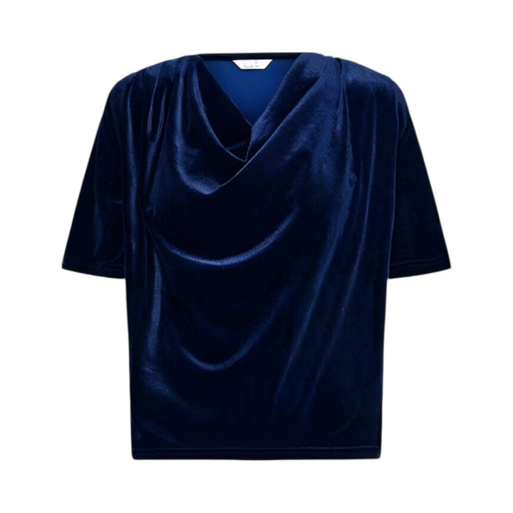 B Young Perlina Draping Blouse Evening Blue Velvet