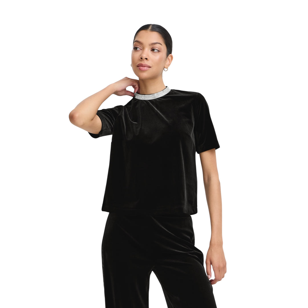 B Young Perlina Velvet Top True Black