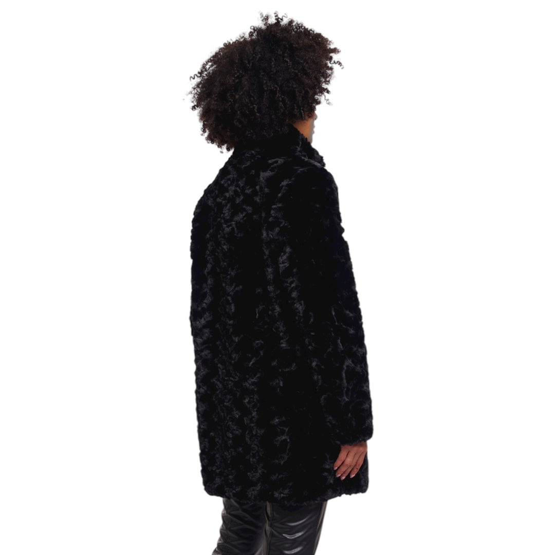 Rino & Pelle Nonna Faux Fur Coat Curly Black