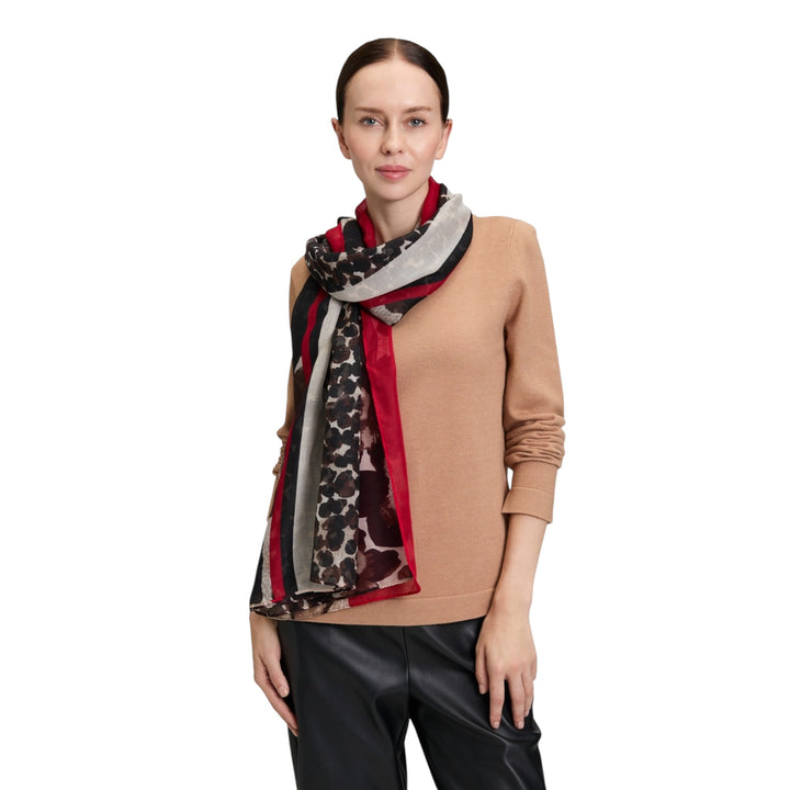 Betty Barclay Animal Print Scarf Brown and Red
