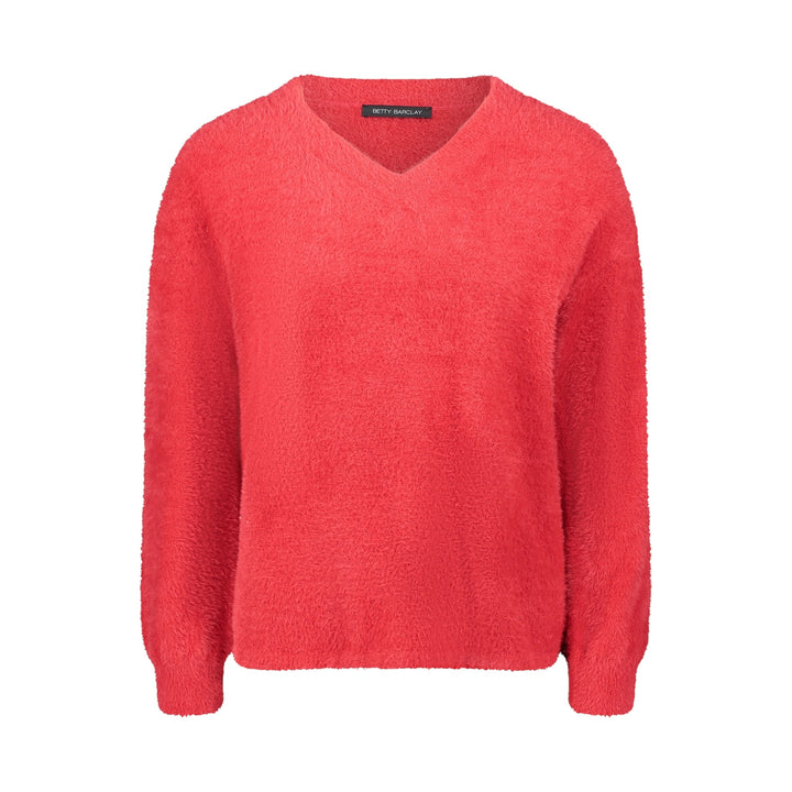 Betty Barclay Furry V Neck Sweater Red