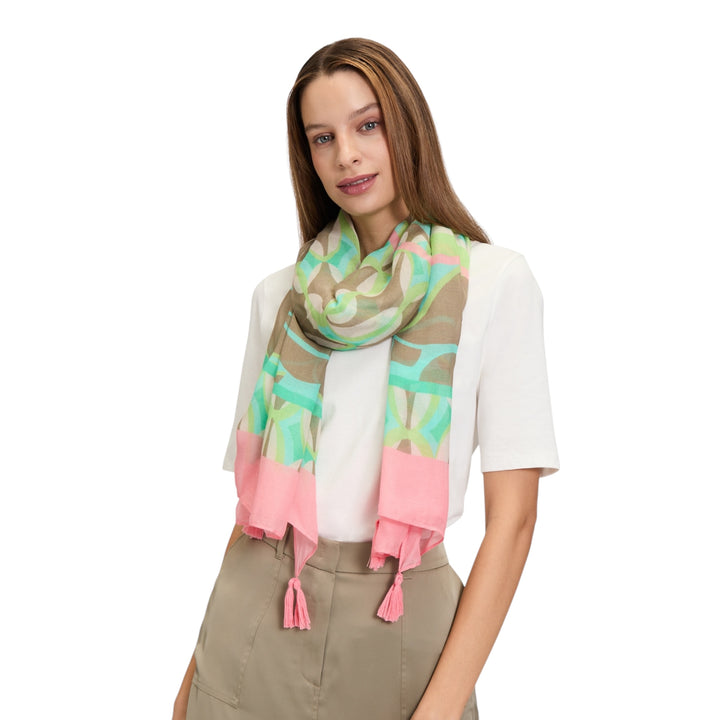 Betty Barclay Green and Pink Printed Scarf