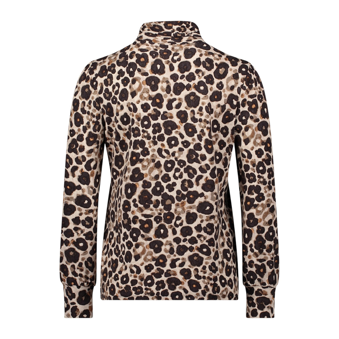 Betty Barclay Animal Print High Neck Top Brown
