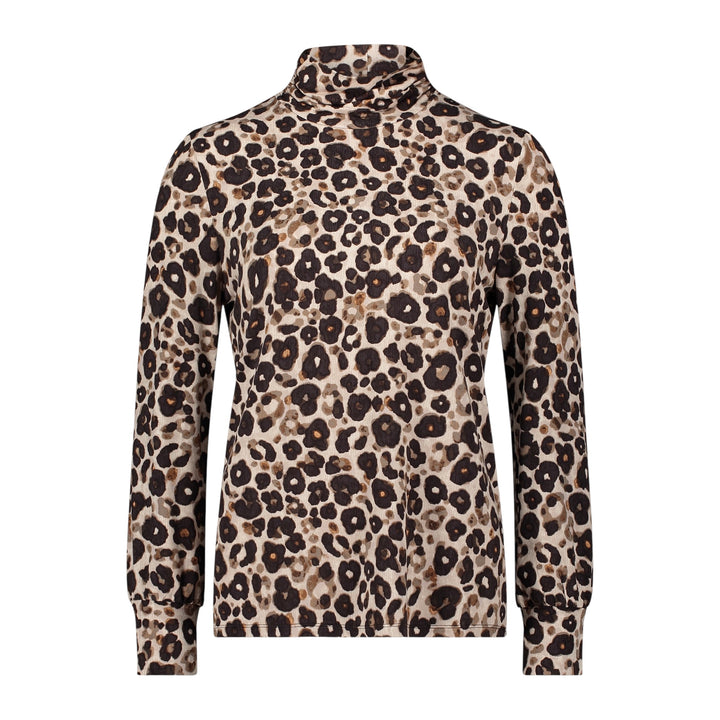 Betty Barclay Animal Print High Neck Top Brown