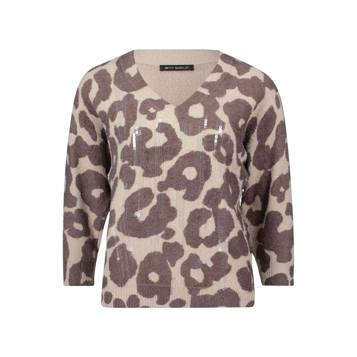 Betty Barclay Leopard Print Sweater with Sequins Taupe