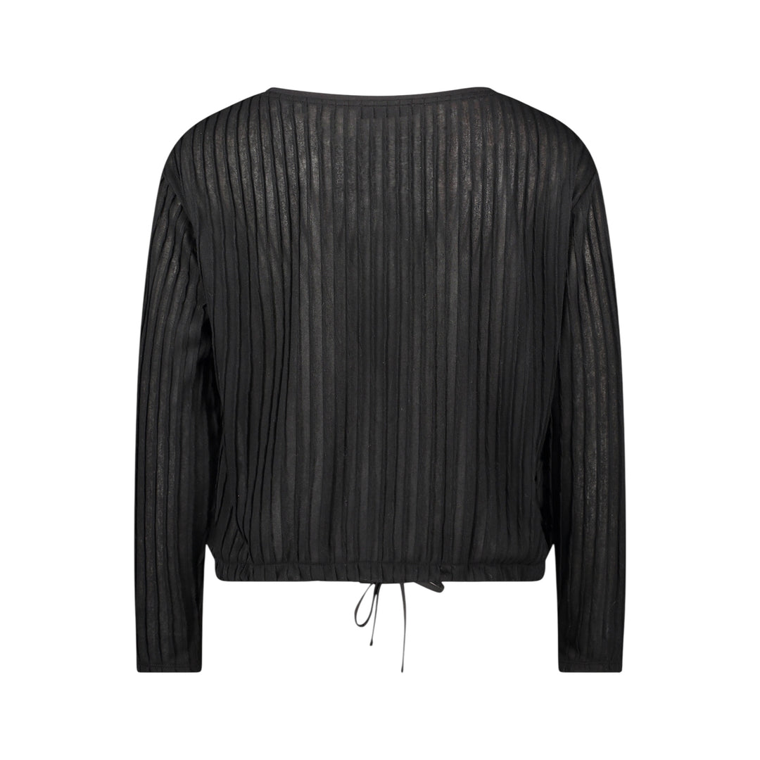 Black pleated blouse on a white background