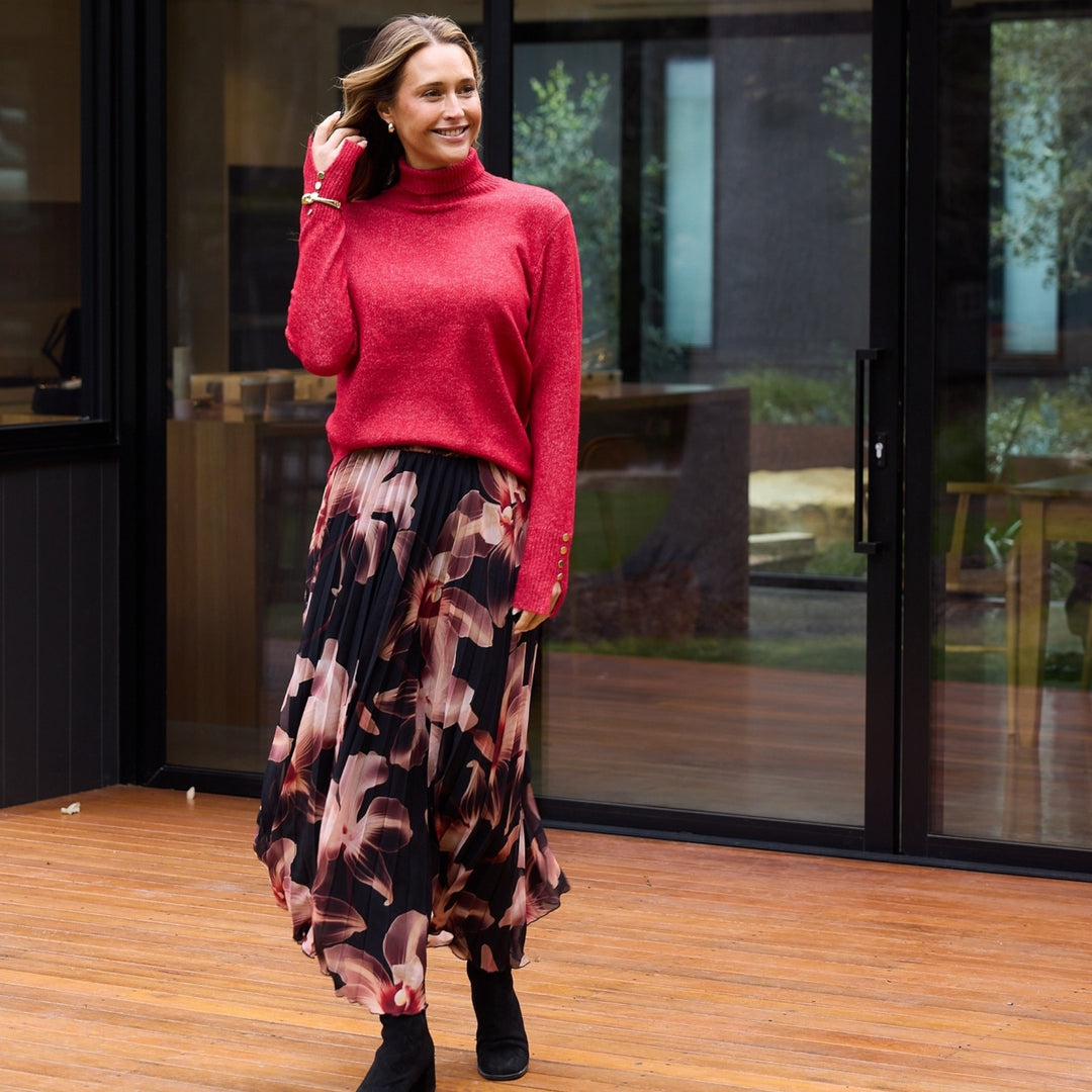 Brave+True Alias Pleated Skirt Night Orchid