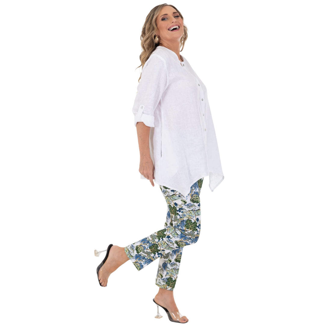 Calypso Flat Front Trousers 7/8th Tokyo Spring  Print