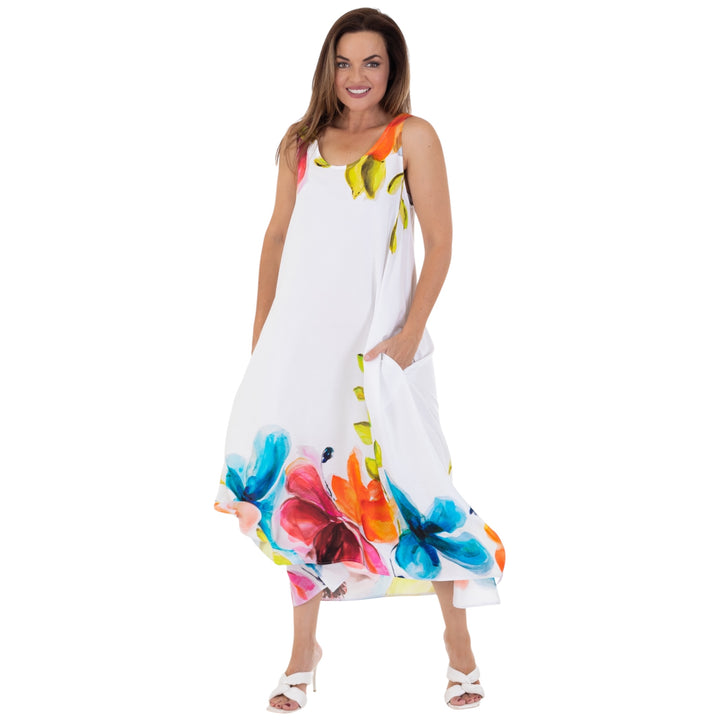 Calypso Sleeveless Maxi Dress Floral Border