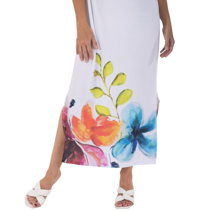 Calypso Sleeveless Maxi Dress Floral Border