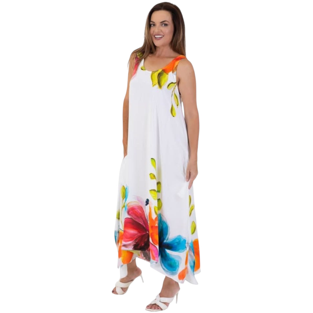 Calypso Sleeveless Maxi Dress Floral Border