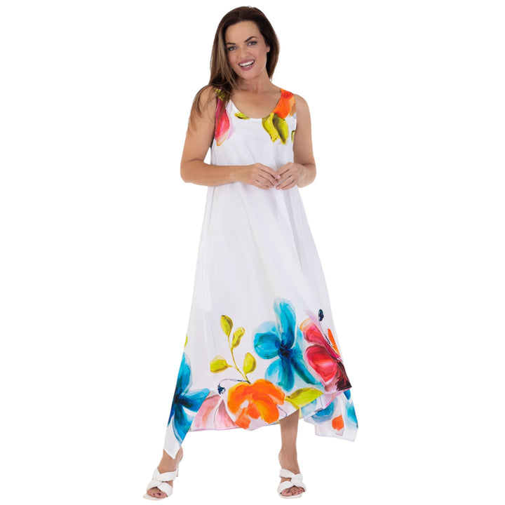 Calypso Sleeveless Maxi Dress Floral Border