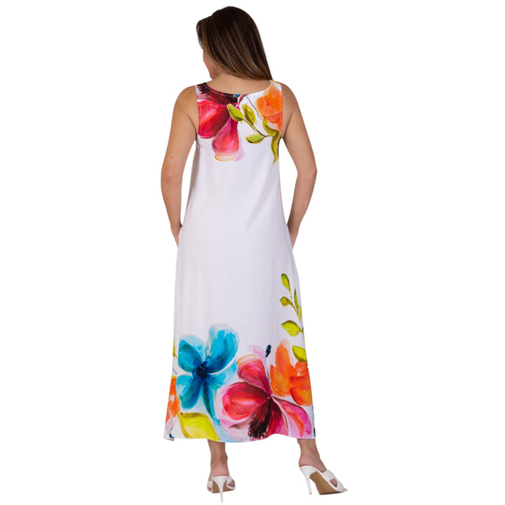 Calypso Sleeveless Maxi Dress Floral Border