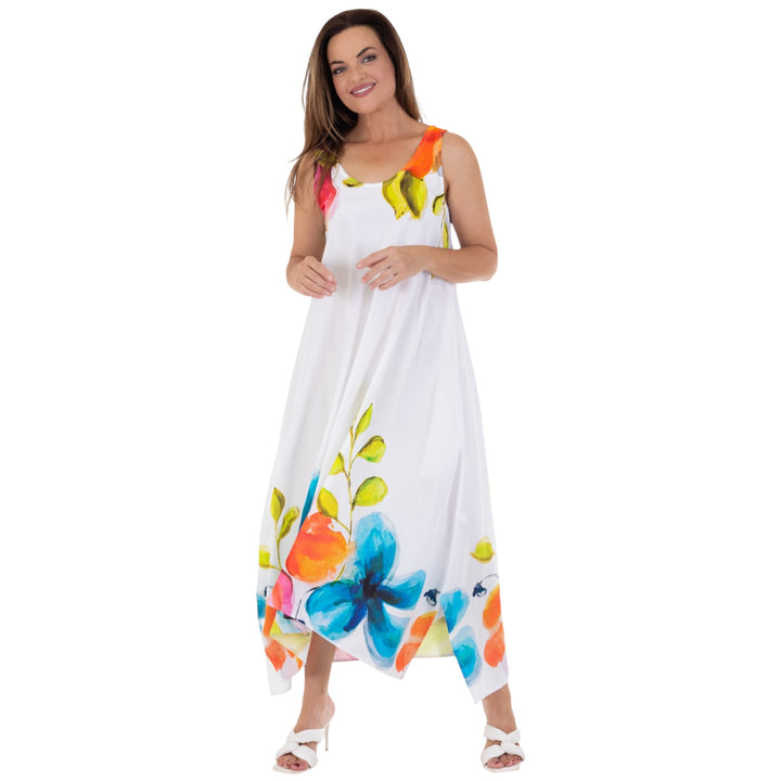 Calypso Sleeveless Maxi Dress Floral Border