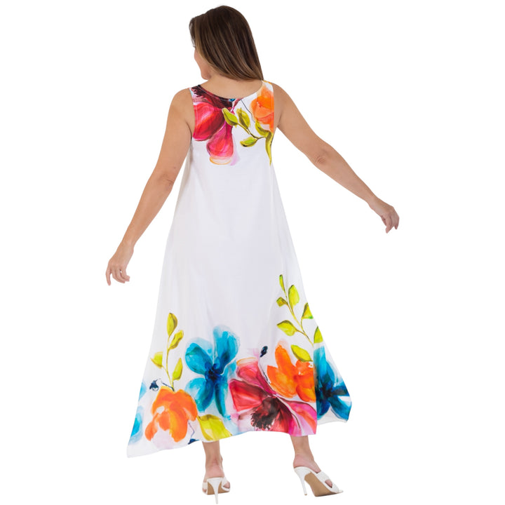Calypso Sleeveless Maxi Dress Floral Border