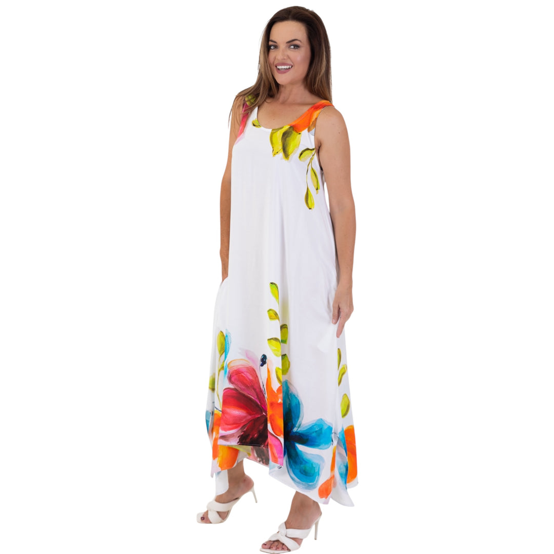 Calypso Sleeveless Maxi Dress Floral Border